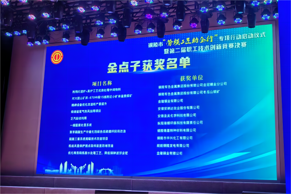 樅陽海螺環(huán)保榮獲銅陵市第二屆職工技術(shù)創(chuàng)新競賽“金點(diǎn)子”獎